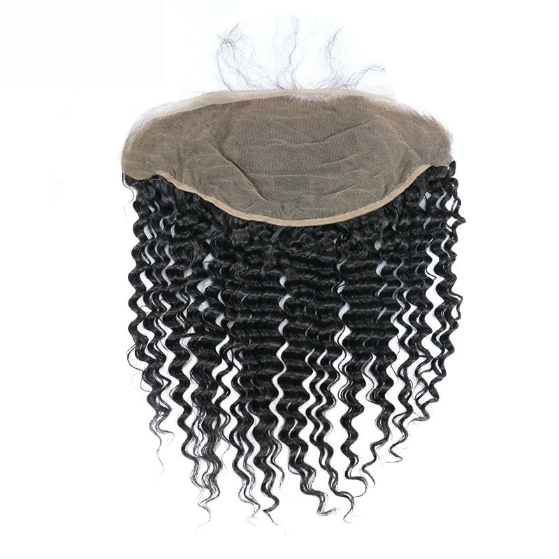 Ear To Ear Brazilian Lace Frontal Closure With Baby Hair 13X6 Top Grade 7A Deep Wave Natural Color Density 130%