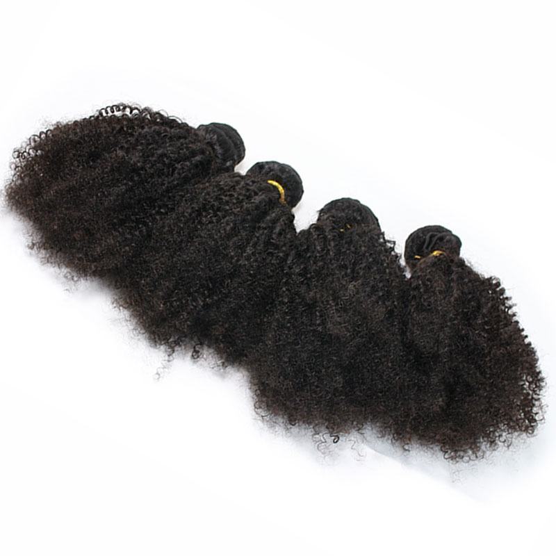 Afro Kinky Curly Hair Weave Natural Black Human Hair Bundles Extension 3 Pieces