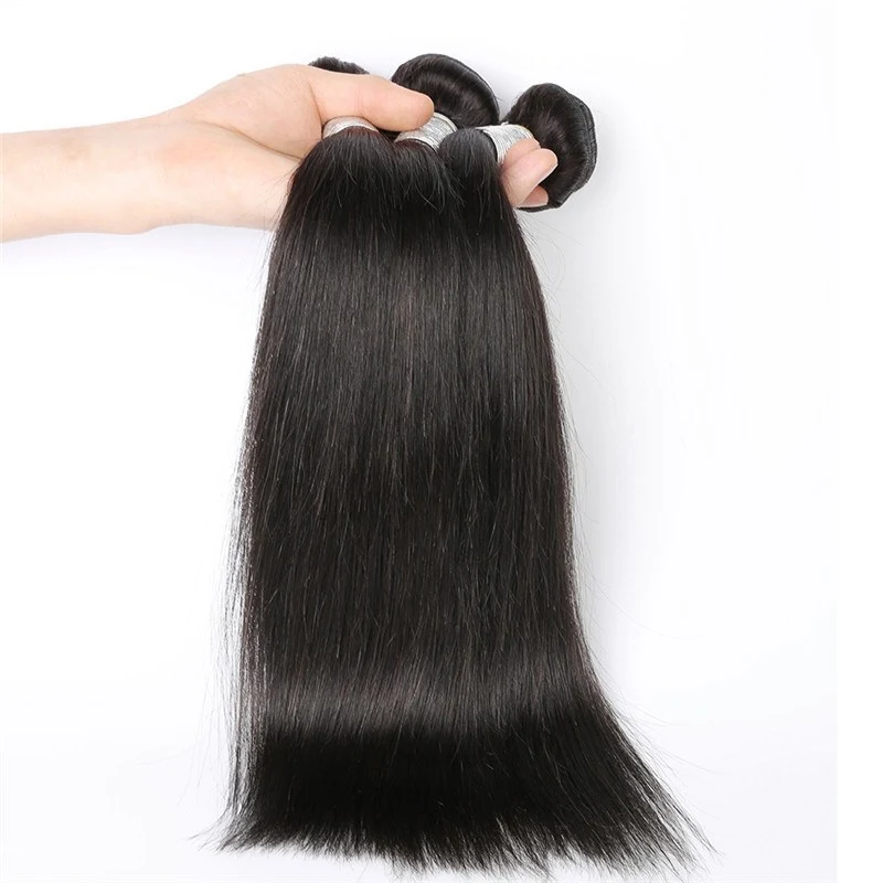 Natural Color Silk Straight Peruvian Remy Human Hair Weave 3 Bundles