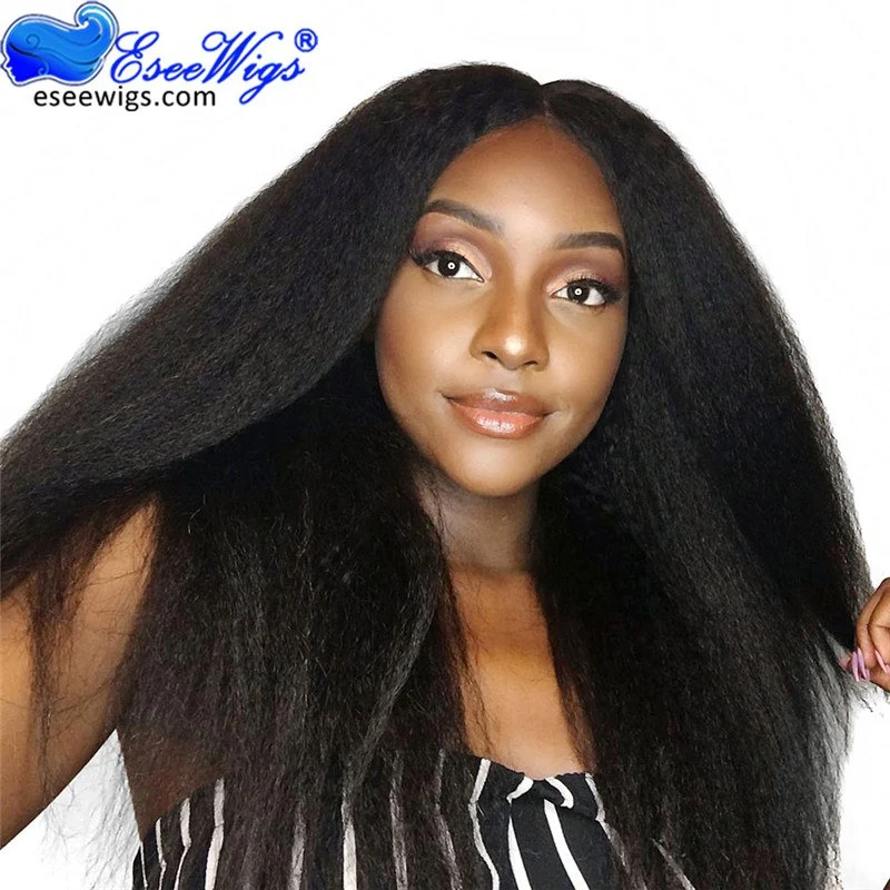 Human Hair Afron Kinky Straight Hair Clip In Hair Extensions Natural Color