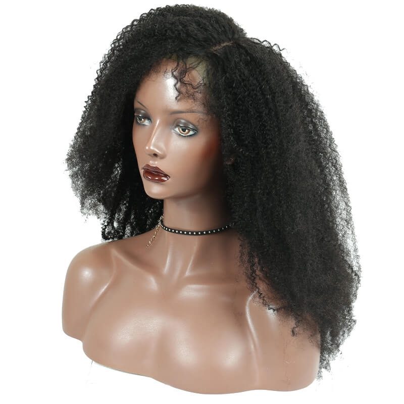 Glueless Silk Top Full Lace Wigs Afro Kinky Curly Peruvian Virgin Human Hair Wig With Baby Hair