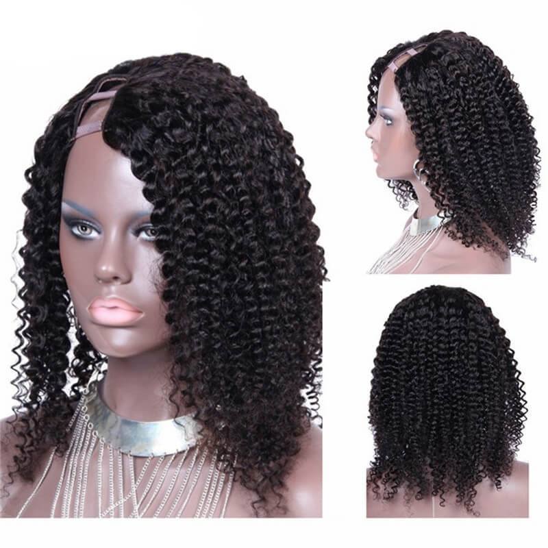 Kinky Curly Mongolian Virgin Human Hair U Part Wigs For Sale 8-24 in stock