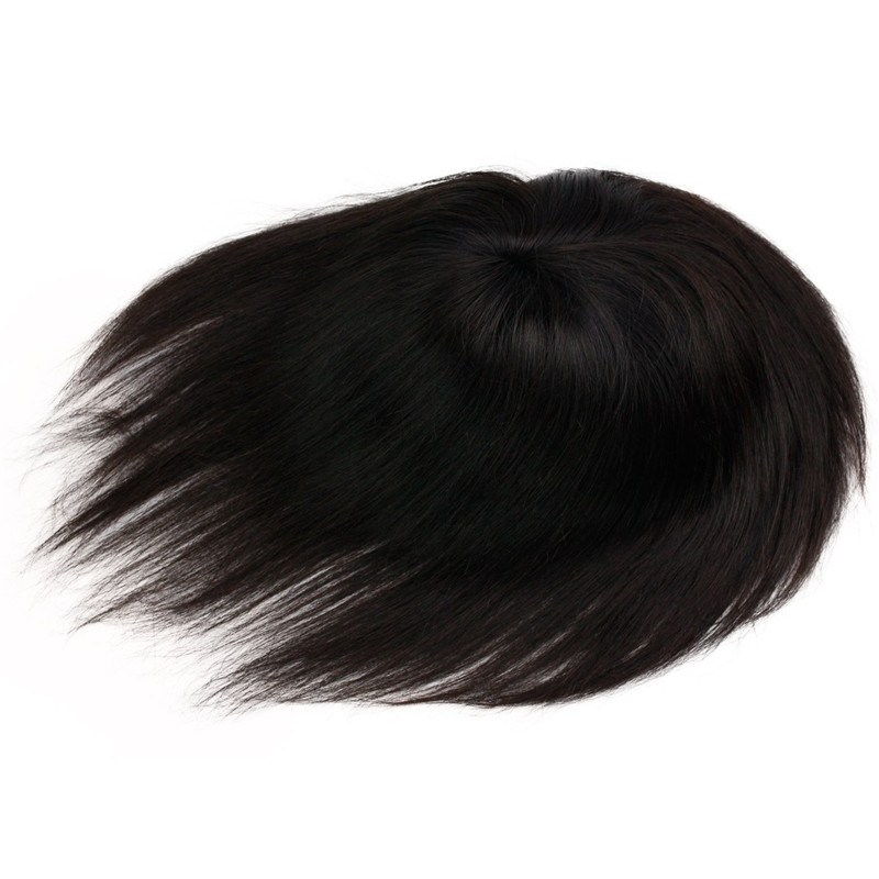 European Virgin Hair toupee 100% Human Hair Wigs For Men Hairpiece Swiss Mono Lace with PU Around Medium Density Nature Black Color 6X 8