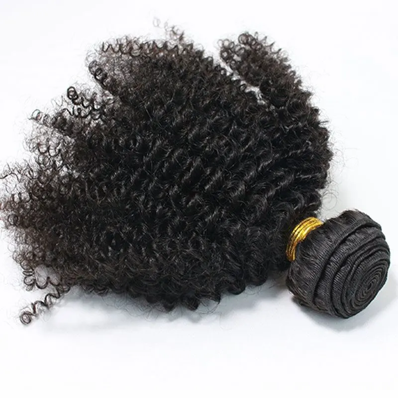 Afro Kinky Curly Hair Weave Natural Black Human Hair Bundles Extension 3 Pieces