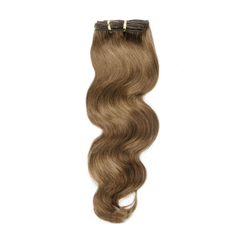 Body Wave 100g Hair Clip In Human Hair Extension Burgundy Red 99J Color