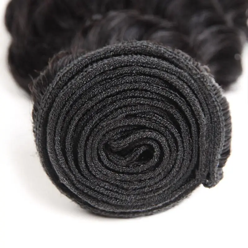Peruvian Deep Wave 4 Bundles with 4*4 Lace Closure Virgin Human Hair