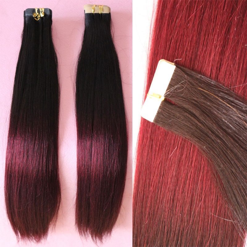 1bT99J Ombre Virgin Hair Tape In Hair Extensions Two Tone Brazilian Hair Weave Best Quality Top Grade Hair Weave