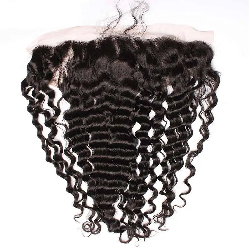 Deep Wave Brazilian Hair 13x4 Lace Frontal Free Part Human Hair Closure with Baby Hair