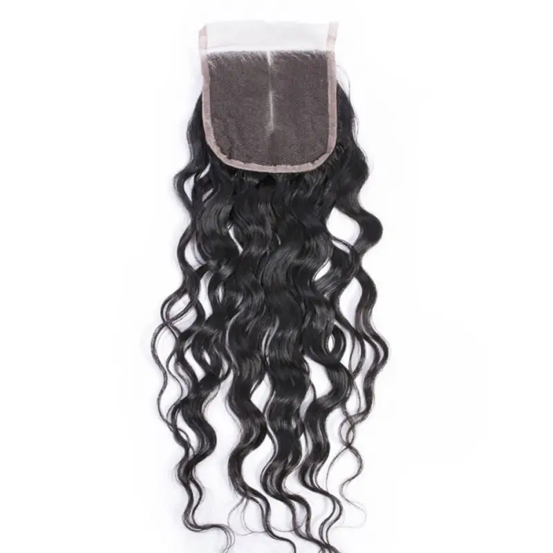 5x5 Water Wave Lace Closure Bleached Knots Free Middle Part 7A Brazilian Virgin Unprocessed Human Virgin Hair