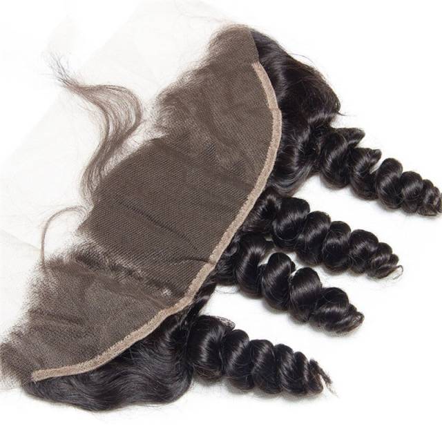 13x4 Loose Wave Pre Plucked Lace Frontal Closure With Baby Hair Ear To Ear Bleached Knots 100 % Remy Human Hair Weave