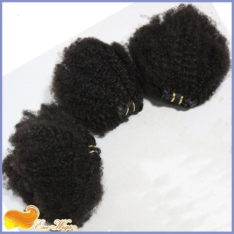 8A Grade 3pcs Lot  Mongolian Afro Kinky Curly Virgin Hair 100% Human Hair Weaves Natural Black Afro Hair Bundles