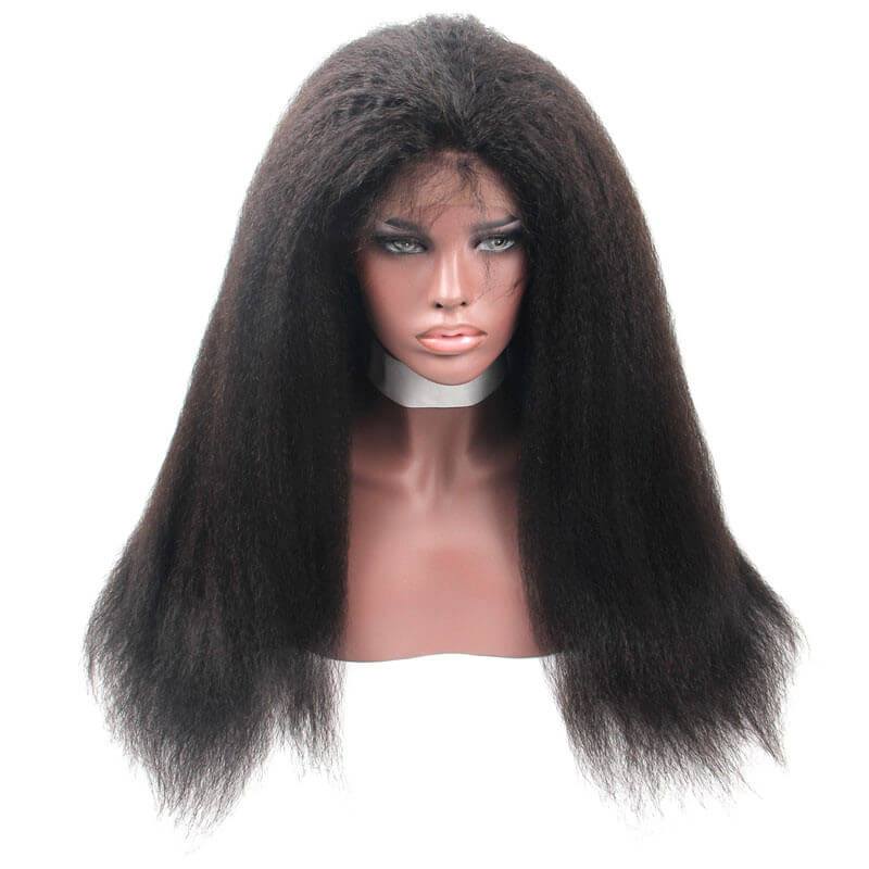 300% Density Wigs Kinky Straight Glueless Human Hair Lace Front Wigs Natural Hair Line for Black Women
