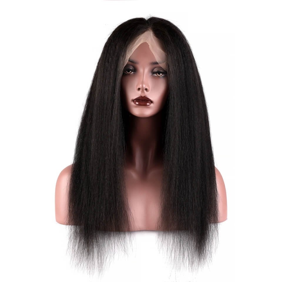 300% Density Wigs Kinky Straight Pre-Plucked Glueless Brazilian Wigs Natural Hair Line for Black Women