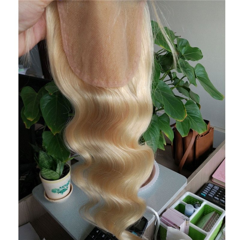 613 Blonde Lace Closure 4x4 Body Wave Brazilian Virgin Remy Human Hair with Baby Hair