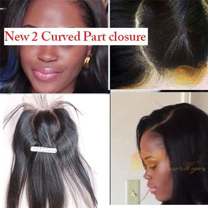 4x4 Straight 2 Curved O Part Lace Closure With Bleached Knot 8A Grade 100% Unprocessed Malaysian Virgin Human Hair