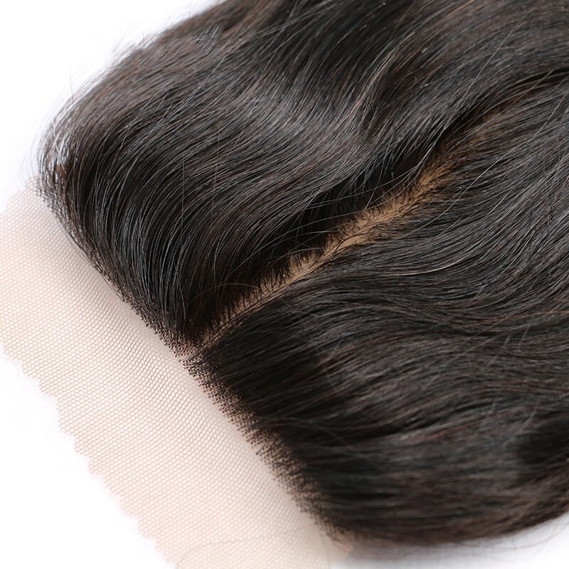 Silk Base Closure Brazilian Hair 4X4 Body Wave Hidden Knots Middle Free 3 part Human Hair Silk top Closure