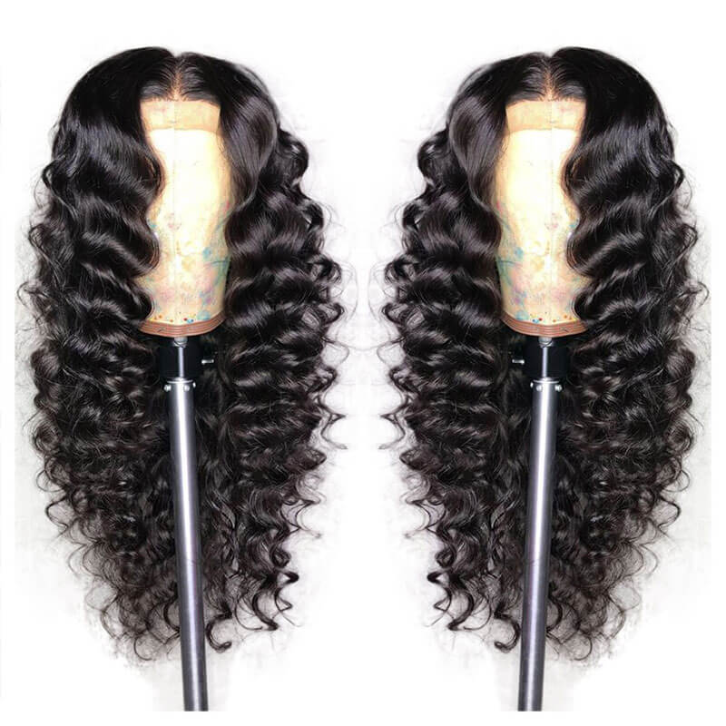 Deep Wave Lace Front Human Hair Wigs For Black Women Pre Plucked Bazilian Remy Hair Bleached Knots with Baby Hair