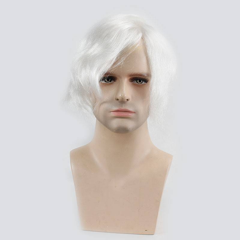Fashion Super Thin Skin 100% Human Hair Pure White Color 8X10 Toupee For Men