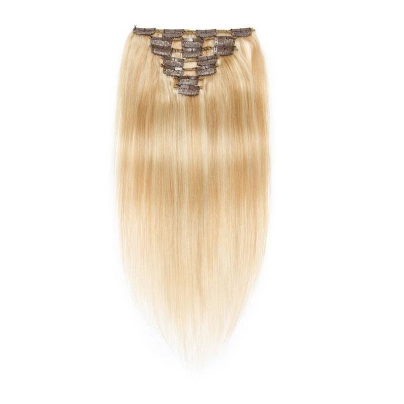 70g 7pcs Highlight Color Straight Clip in Extension Peruvian Virgin Hair Blonde