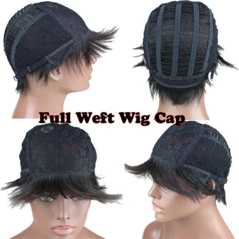 Eseewigs Best Short Human Hair Wigs With Bangs Virgin Brazilian Glueless Human Hair Wig For Black Women 1B