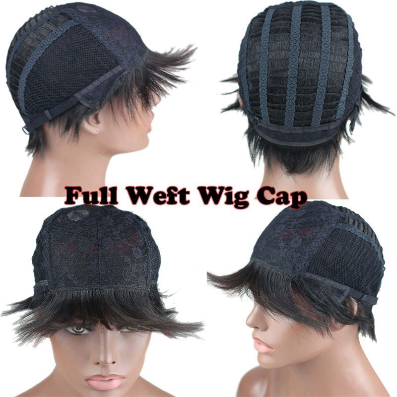 Eseewigs Best Short Human Hair Wigs With Bangs Virgin Brazilian Glueless Human Hair Wig For Black Women 1B