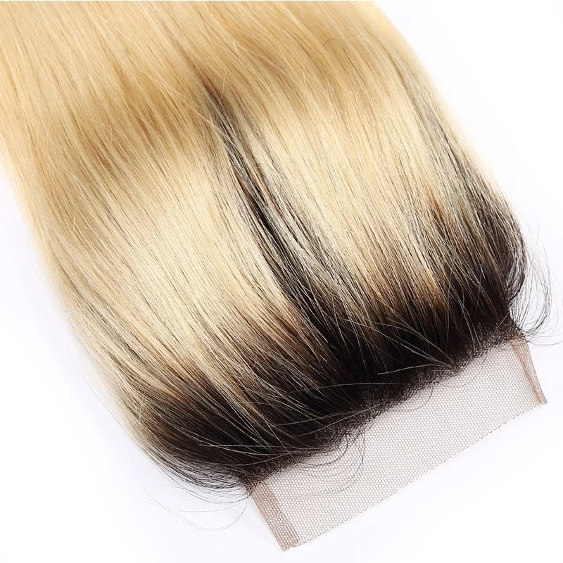 Blonde Lace Closure Straight 1b 613 Color Ombre Lace Closure 4x4 inch Virgin Peruvian Hair