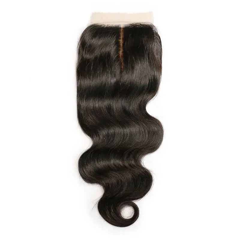 Silk Base Closure Brazilian Hair 4X4 Body Wave Hidden Knots Middle Free 3 part Human Hair Silk top Closure