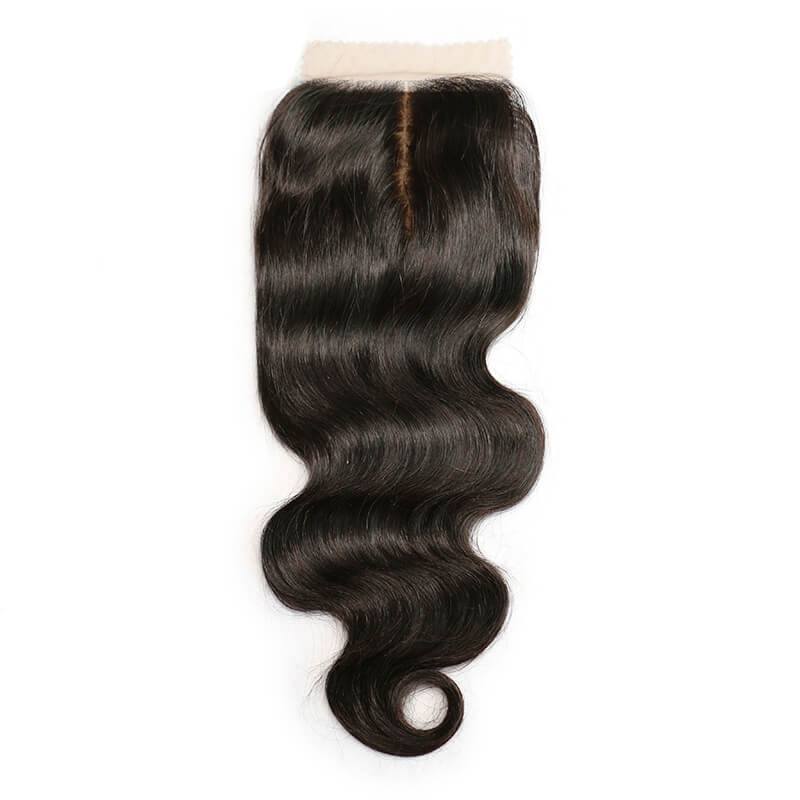 Silk Base Closure Brazilian Hair 4X4 Body Wave Hidden Knots Middle Free 3 part Human Hair Silk top Closure