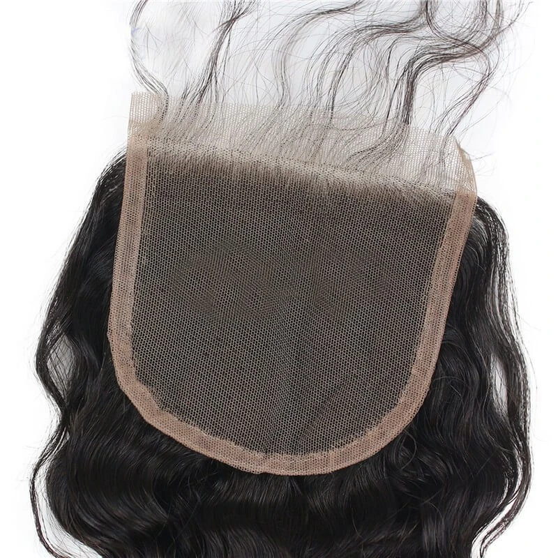 Malaysian Human Remy Hair Loose Wave Closure Bleached Knots Closure Swiss Lace 4*4 Middle Free Part Lace Closure