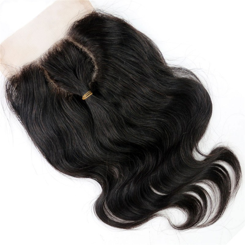 4x4 Body Wave 2 Curved O Part Lace Closure With Bleached Knot 8A Grade 100% Unprocessed Malaysian Virgin Human Hair