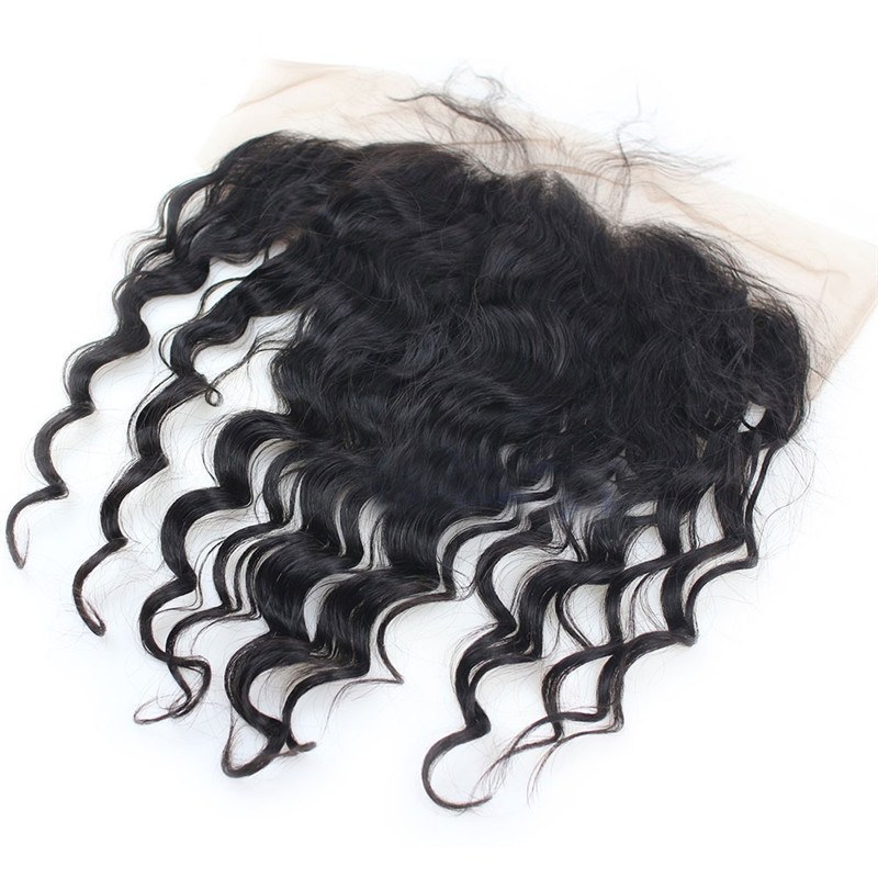 Pre Plucked 13X6 Ear To Ear Loose wavy Lace Frontal Closure With Baby Hair Top Grade 8A  Brazilian Hair Natural Color Density 130%