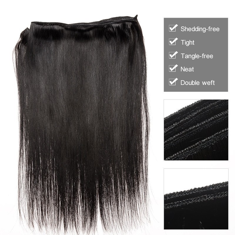 Indian Remy Human Hair Silky Straight Hair Weave Natural Color 3 Bundles