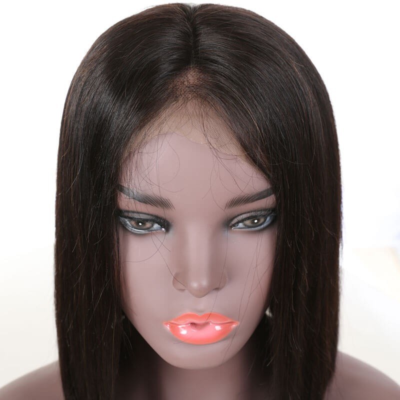 Straight Short Bob Wig Lace Frontal 150% Density Wig Pre Plucked 100% Human Hair Super Soft