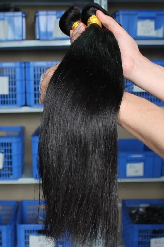 Indian Remy Human Hair Silky Straight Hair Weave Natural Color 3 Bundles