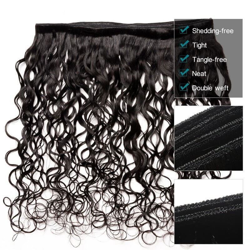 3 Bundles Indian Remy Human Hair Water Wet Wave Hair Weave Natural Color