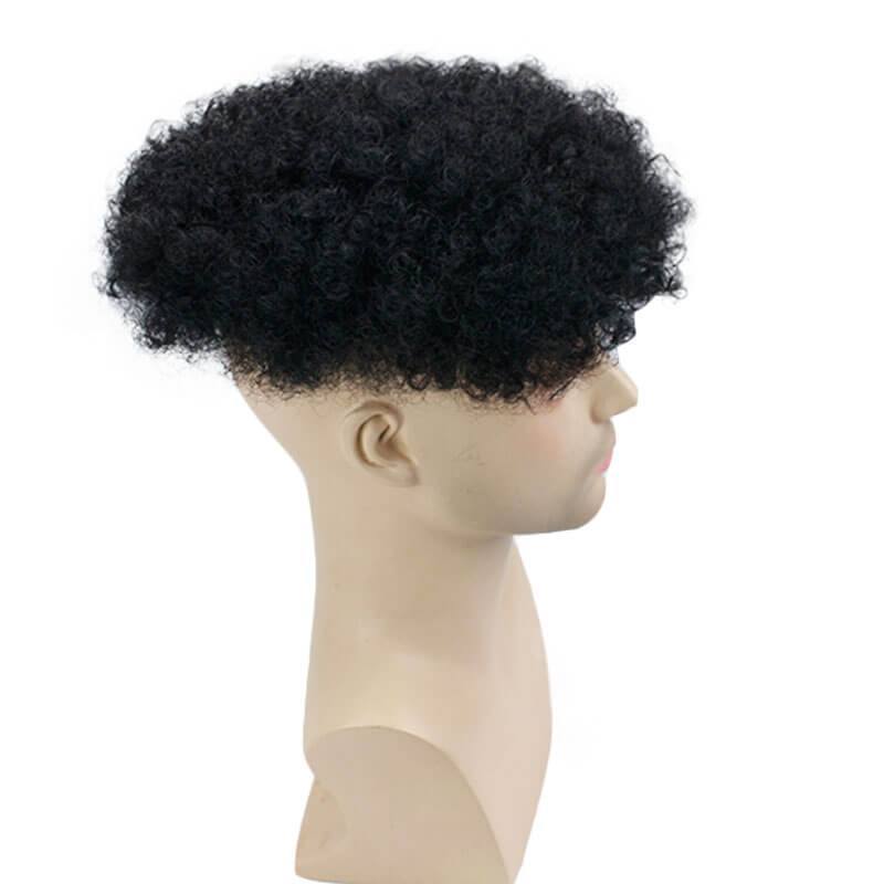 Afro Toupee For Men Afro Kinky Curl Toupee Hair Pieces Human hair Replacement System For Men 9" x 7" Human Hair Mens Toupee Hair