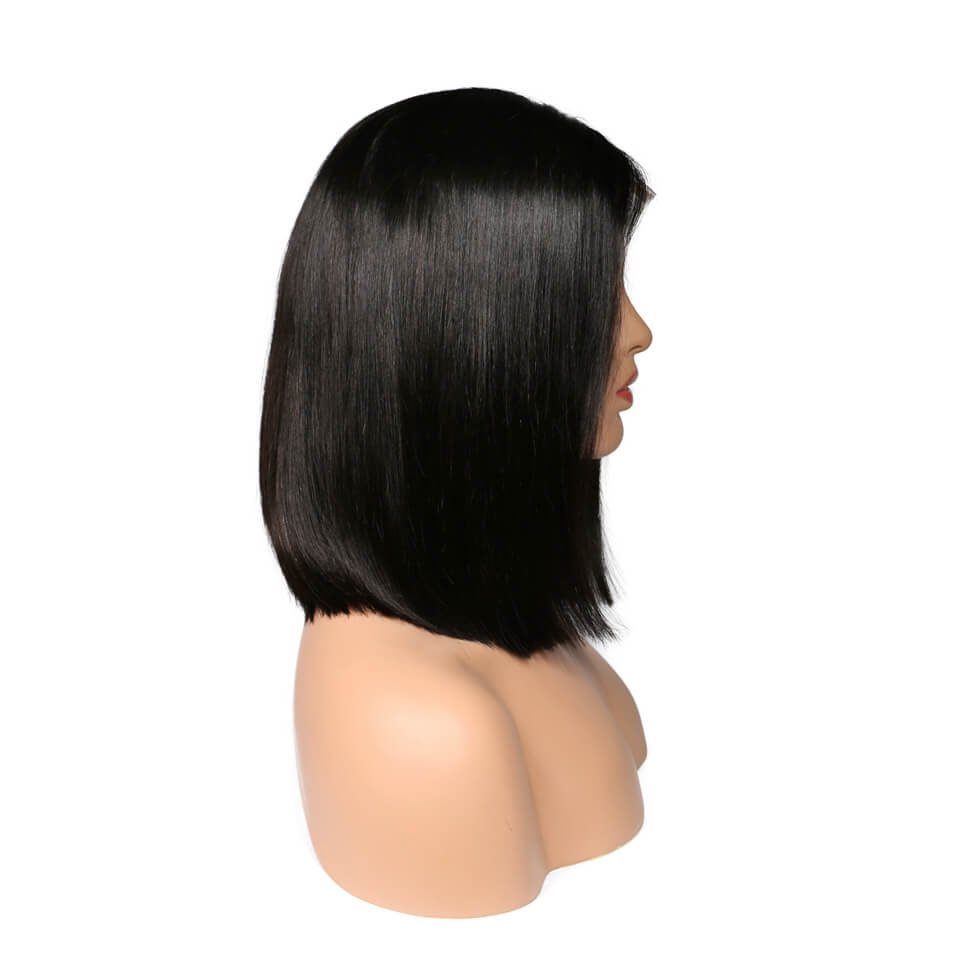 Silk Top Lace Wigs Bob Style Silk Base Full Lace Wigs For Short Straight 130% Density Brazilian Virgin Hair