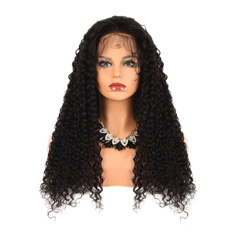 300% Density Deep Curly  7A Brazilian Human Hair Wigs Lace Front Human Hair Wigs