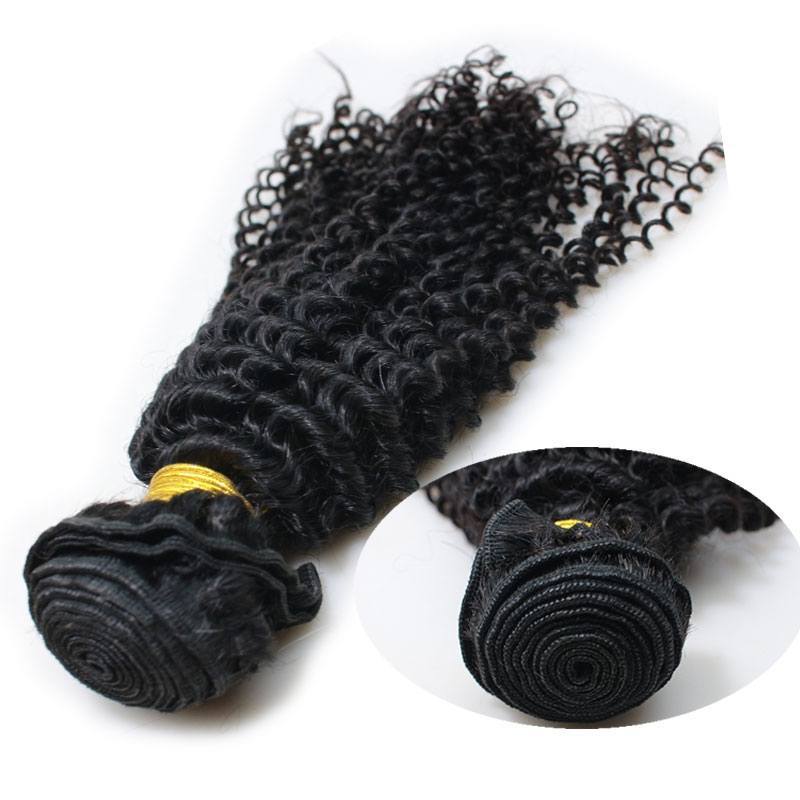 Kinky Curly Hair Weave Indian Remy Human Hair Natural Color 3 Bundles