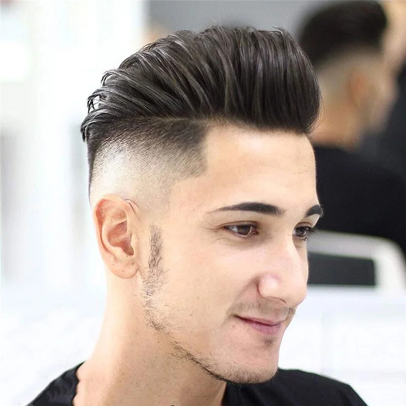 Best European Remy Human Hair Man Toupee Short Natural Black Replacement Hair Pieces Wigs for Men