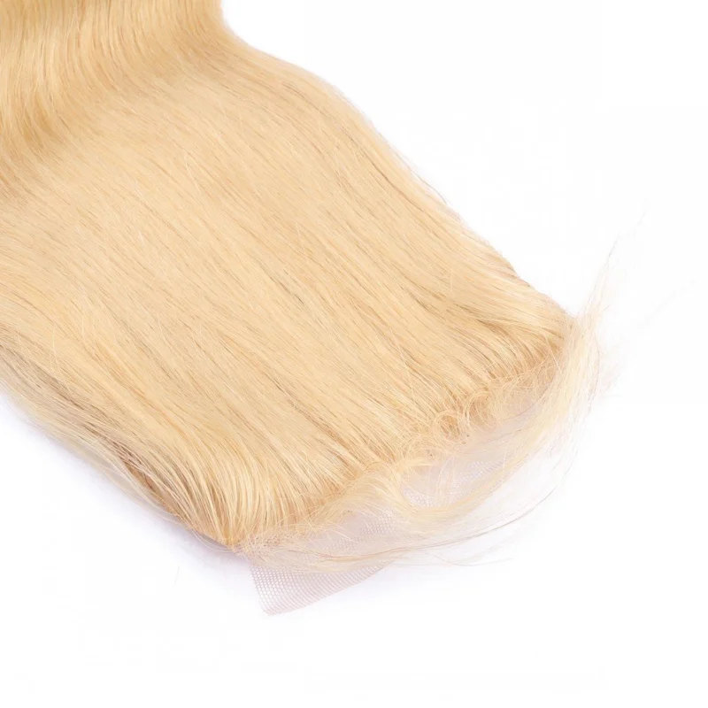 613 Silk Base Closure Hidden Knots 4x4 Blonde Silk Closure with Baby Hair Body Wave Hair Pieces Free Part
