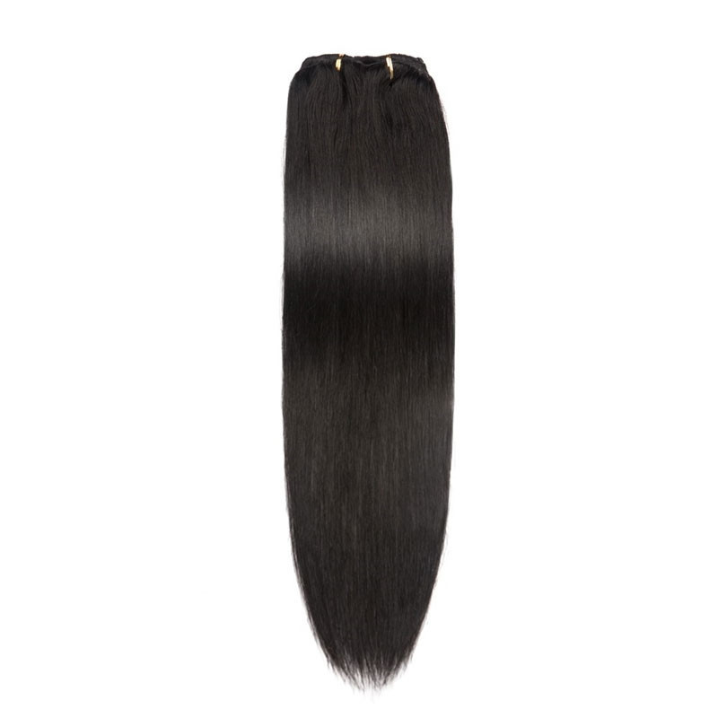 70g 7pcs Clip In Hair Extensions Straight Brazilian Hair Jet Black