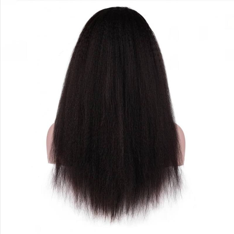 300% Density Wigs Kinky Straight Natural Hair Line for Black Women Pre-Plucked Glueless  Front Wigs