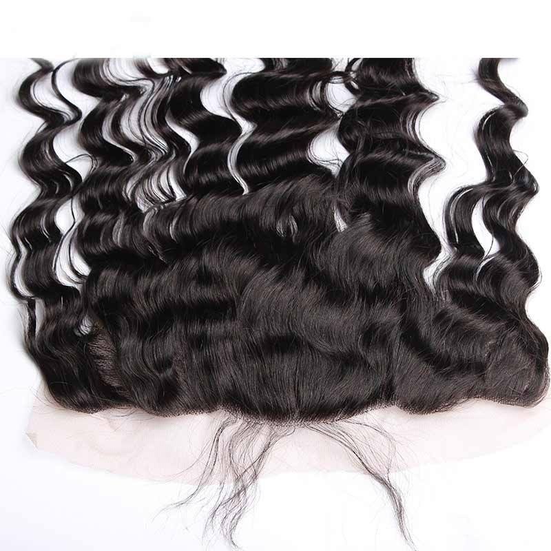Natural Color Loose Wave Indian Remy Hair Lace Frontal Closure 13x4inchs