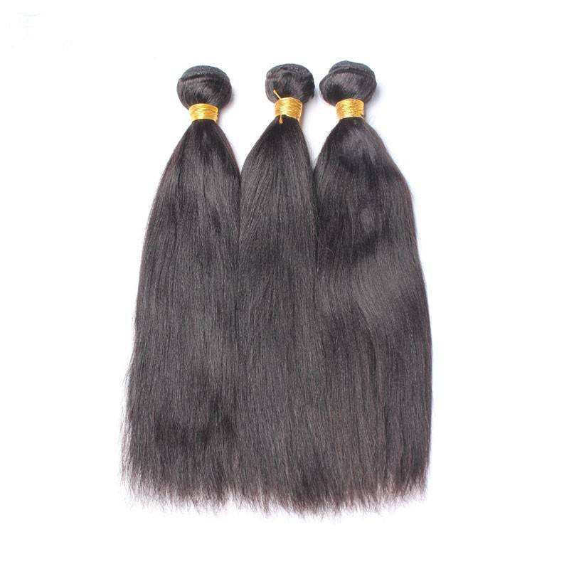 Yaki Straight Hair Bundles 100 Human Hair Extension Weft 3Pcs Weaves ...