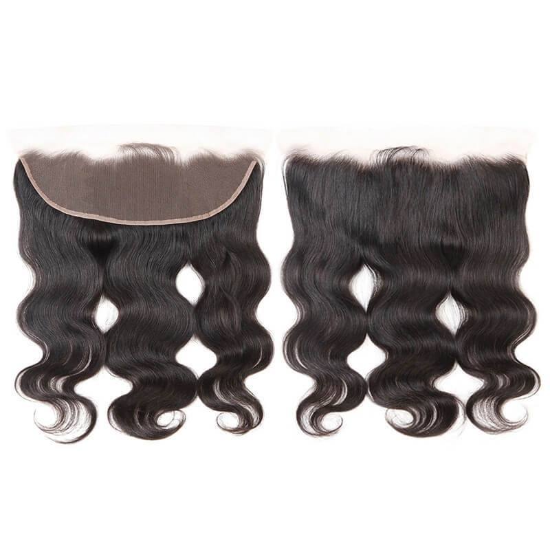 13X4 Body Wave Lace Frontal Closure With Bleached Knots 7A Grade 100% Brazilian Virgin Hair Natural color in stock