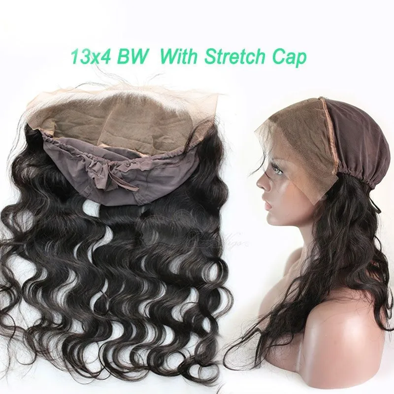 13x4 Body Wave Lace Frontal closure back With Stretch Cap For Making Wigs Virgin Brazilian Hair