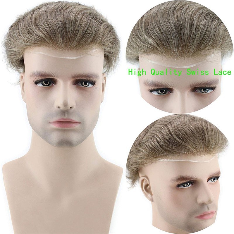 Men's Toupee Indian Virgin Hair 100% Human Hair Replacement System For Thinning Hair On Top,#7 Color 8X10