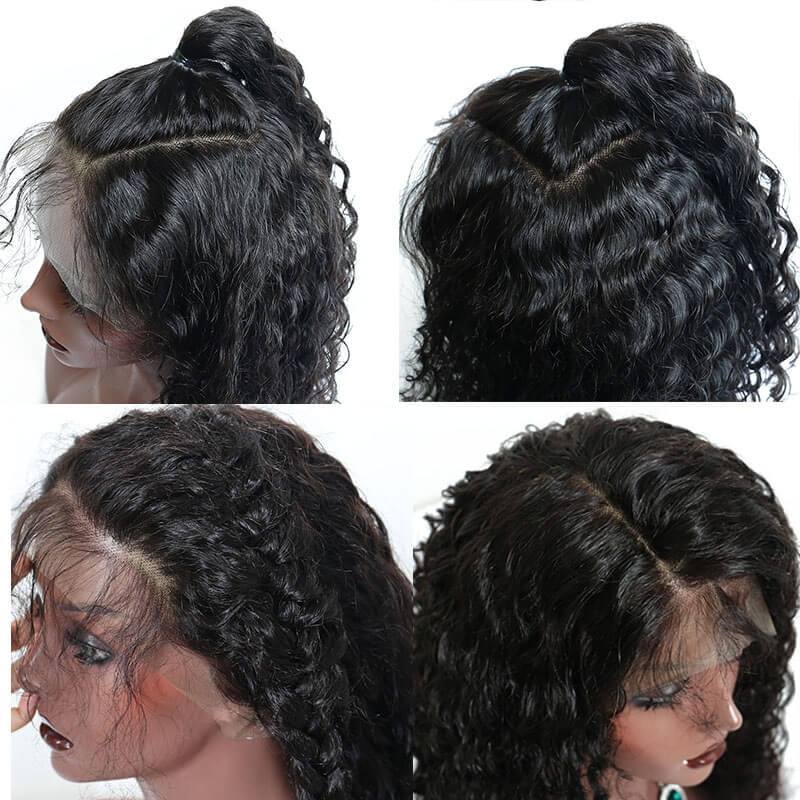 300% Density Pre-Plucked Kinky Curly Human Hair Wigs Natural Hair Line Lace Front Wigs Malaysian Virgin Hair