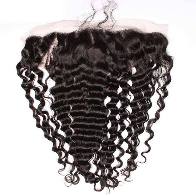 Deep Wave 13x4 Lace Frontal Closure Peruvian Hair Real Human Hair
